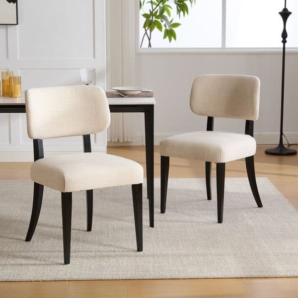 Contemporary Wooden Dining Chairs Set of 2 Modern Fabric Upholstered Dining Room Chair Kitchen Chairs Farmhouse Dinner Chair Ideal for Kitchen & Dining Rooms