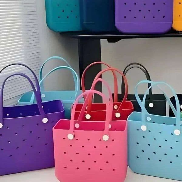 EVA Tote Portable Shoulder Bag Large Hole Design Waterproof Outdoor Beach Handbag for Women