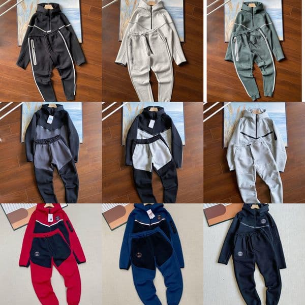 Designer Tracksuit 2 Piece Sports hoodies Pants Suits tech fleece Full Reflective Strip Knitted zip hooded sweater Trousers Sweatshirt Bottoms Running Joggers