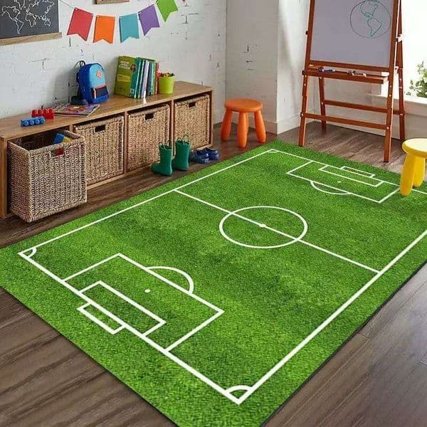 Indoor Sports Green Soccer Field Carpet Children Play Crawling Floor Rug For Home World Cup Viewing Party Use