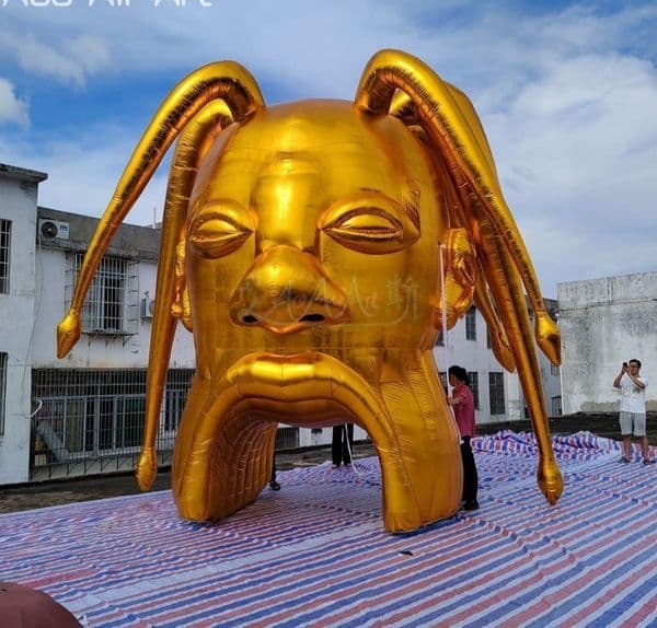 Golden Inflatable Party Brain Pop Up Human Organ Model Big Mouth Tunnel for Juicy Event or Ad/Decoration