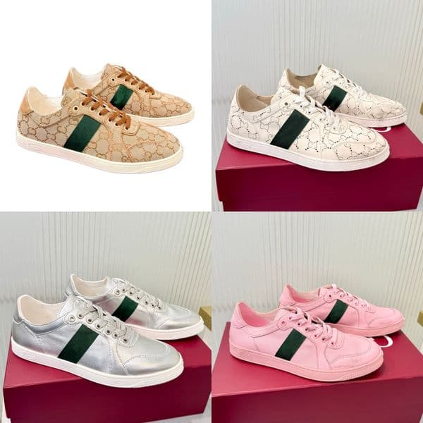 Designer Couple Casual Outdoor Flat-soled Skate shoes woman mens luxury Breathable Thick sole loafer Everyday Commuting Versatile Flats trainer Pink Lace-up shoe