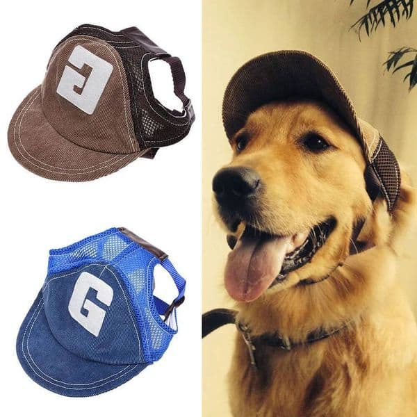 Sunscreen Baseball Cap Outdoor Sports with Ear Holes Adjustable Pet Hat for Small and Medium Dog Large Dogs