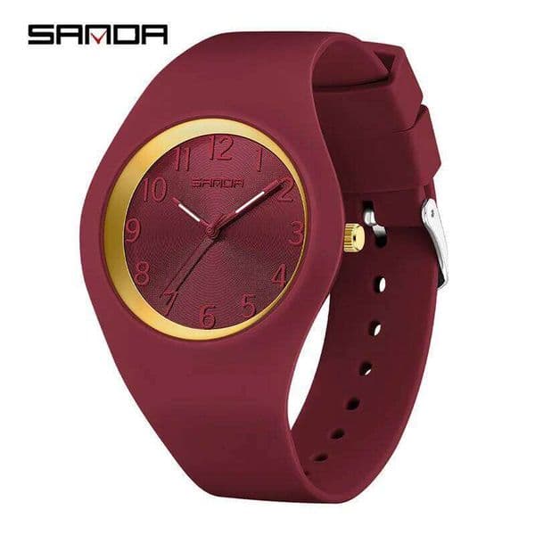 SANDA 6186 Simple Luxury Student Quartz Watch Clock Gift Outdoor Light Silicone Strap Wristwatch for Boy and Girl e2fb1
