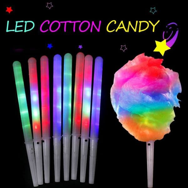 Colorful LED Light up Stick Reusable Flashing Glow Cotton Candy Sticks for Cotton Candy Maker Concerts Night Parties Birthday Wedding Party Tax Duty Free HJ