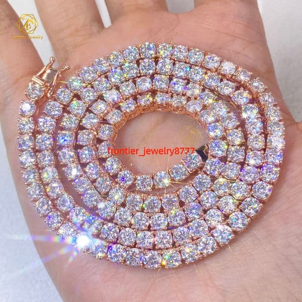 High Quality Pass Diamond Tester Hip Hop 925 Sterling Silver 2mm 3mm 4mm 5mm Moissanite Tennis Chain Necklace Unisex