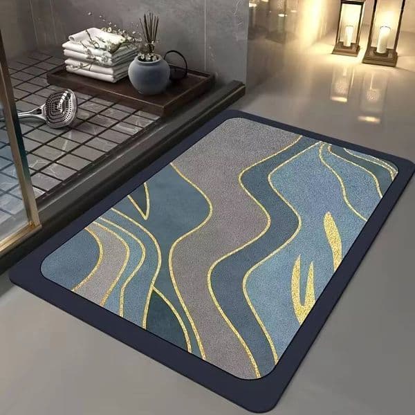 1Pc New Geometric Space Bathroom Quick Drying Super Absorbent Anti Slip Floor Mat Soft And Comfortable Suitable For