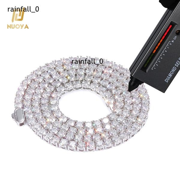 NUOYA S925 Silver Moissanite Tennis Chain Full Diamond Sparkling Necklace Luxury Jewelry Gifts for Women