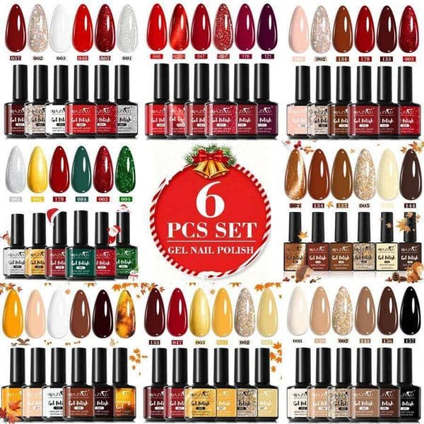 QAZIXU 6Pcs/Set Polish Popular Color DIY Nail Art Design Soak Off UV LED Gel Manicure Vernis Kits For Home Salon 0d20d