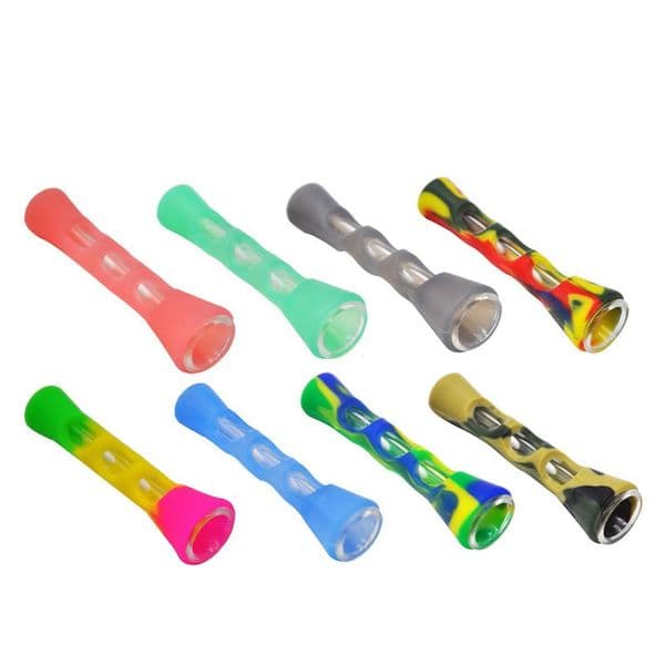 Wholesale mini Creative Silicone Smoking Pipe Glass Bongs 3.4 inches Cigarette Hand Portable Mini Tobacco Pipes Cigarettes Holder