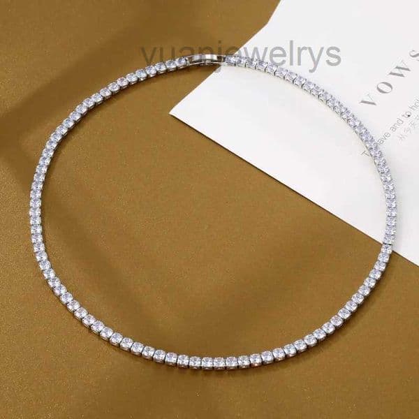 Jewelry Chains Designer Trendy Lab Diamond Necklace White Gold Filled Party Wedding Necklaces For Women Bridal Tennis Jewelry Gift