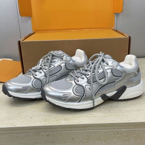 Italian designer comfort Olympia Sneakers mesh splice metallic synthetic leather optimum bounce running shoes Silver EVA outsole Outdoor Recreation shoes