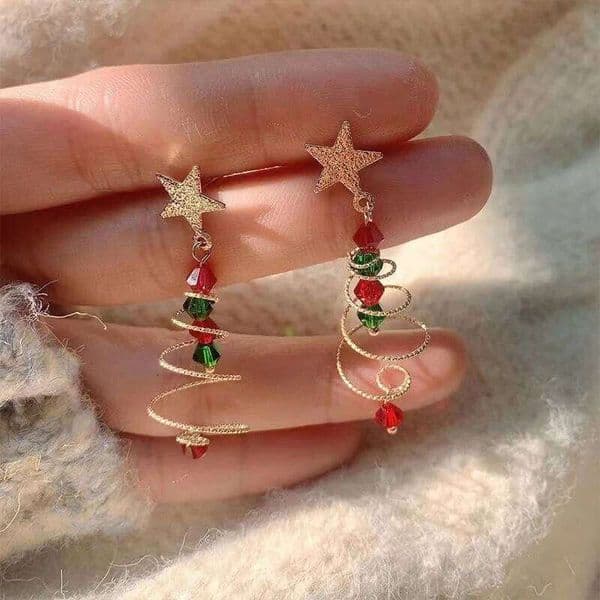 New Trendy Delicate Tree Earrings For Women Colorful Beads Stars Santa Claus Snowman Drop Earring Girl Christmas Gifts