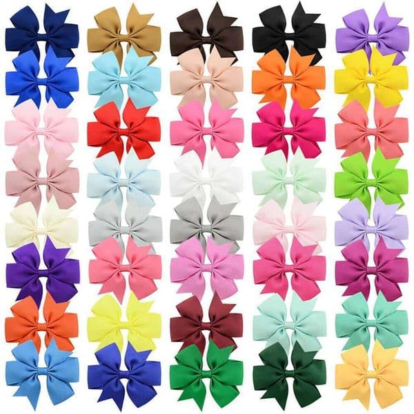40pcs Random Color Bow Sets Simple Holiday Clip Baby Girls Hair Accessories