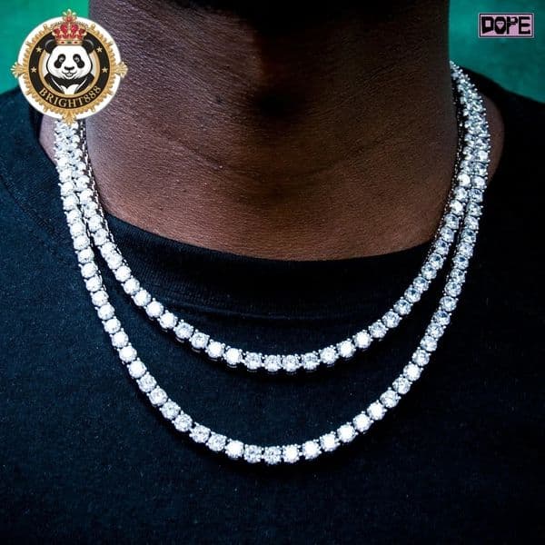 Factory 5mm Tennis Chain Hip Hop Men 925 Silver White Gold Plated Iced Out VVS Moissanite Tennis Chain