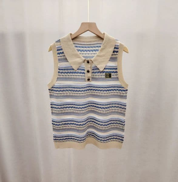 Luxury Striped Knitted Camisole Top - Slimfit Sleeveless Knit Tank - Embroidered Y2K Style for Women and Girls