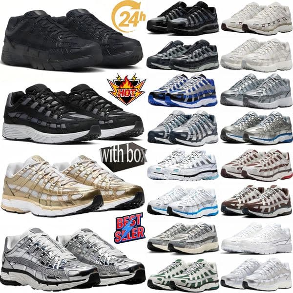 Designer p6000 trainers running shoes p 6000 men black white women Premium Metallic Silver University Blue Gold Outdoor Travel Mesh sports with gift free shipping