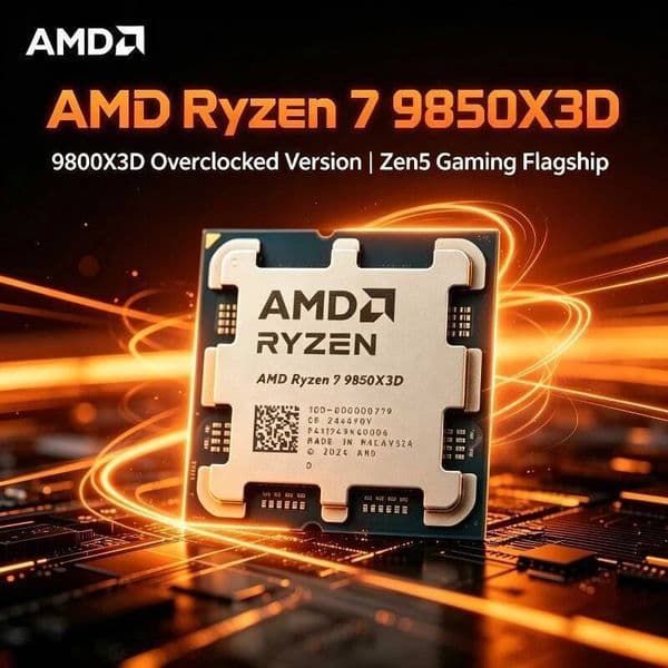 AMD Ryzen 7 9850X3D 8-Core 16-Thread Zen5 4nm 47GHz 56GHz AM5 96MB L3 3D V-Cache 120W DDR5 Gaming Desktop CPU Processor