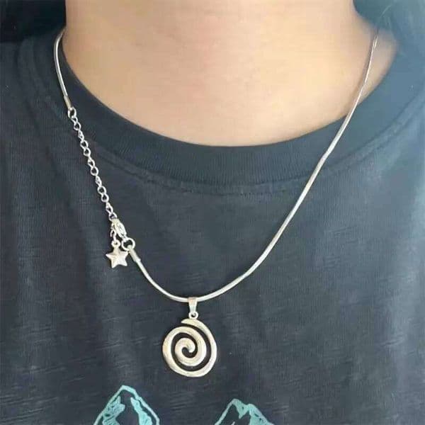 Stainless Steel for Women Simple Spiral Star Pendant Necklace Snake Chain Casual Vintage Gothic Punk Y2K Jewelry Gift