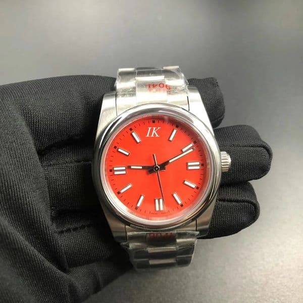 classic mechanical Man watch Automatic Stainless Watches Male Clock 41MM red face wristwatch 161-2