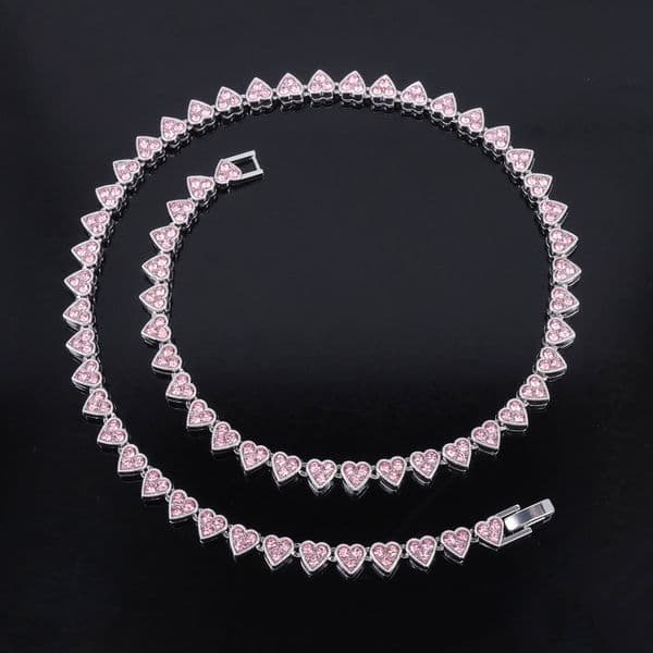 6mm Love Heart-shaped Zirconium Men's and Women's Hip-hop Necklace Clavicle Chain Jewelry