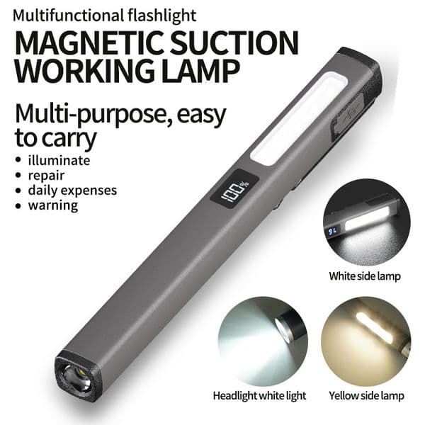 Multifunctional Work Light COB Aluminum Alloy Clip Light USB Rechargeable Auto Repair Work Light Strong Magnetic Adsorption Flashlight