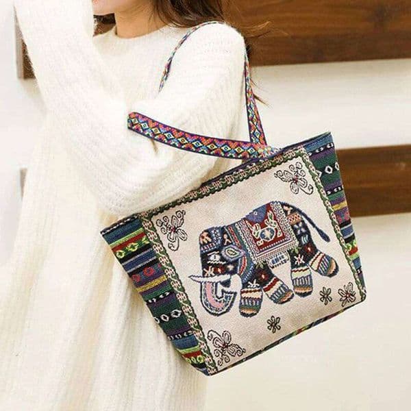 Designer Bag National Style Canvas Shopping Bags Thailand Bangkok Elephant Fashion Printing Tote Shoulder Bag Beautifully Sandy Handbags 7af27