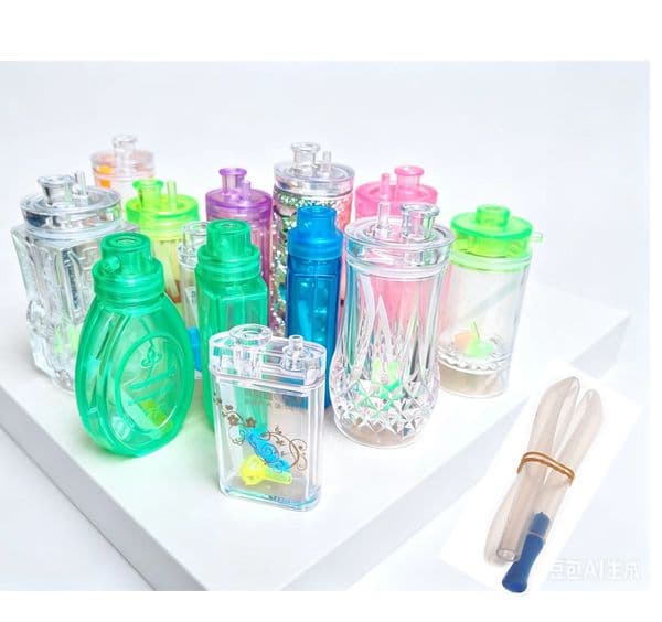 Wholesale 10mm Female Colorful Mini Plastic Oil Burner Bong Silent Mini Portable Acrylic Water bongs Pipes with silicone hose and smoking oil banger bowl