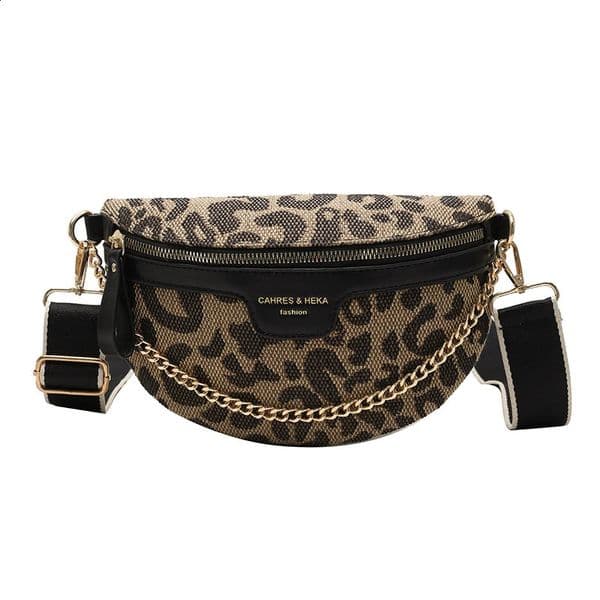 Fashion Leopard Women Waist Bag Female Phone Purses Ladies Chest Wide Strap Crossbody Shoulder Bags Small Chain Fanny Packs 260609