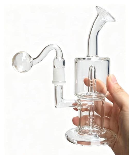 Wholesale Clear Recycle Glass Bongs Water Pipes Bubbler Glass Beaker Hookahs Water oil burner Bong Smoking pipe with 14mm female banger bowl