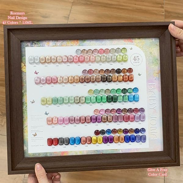 45pcs Glass Bead Cat Eye Gel Polish Set Crystal Shimmer Magnetic Gel Varnish Nail Art Soak Off UV Gel Kit With Swatch Display