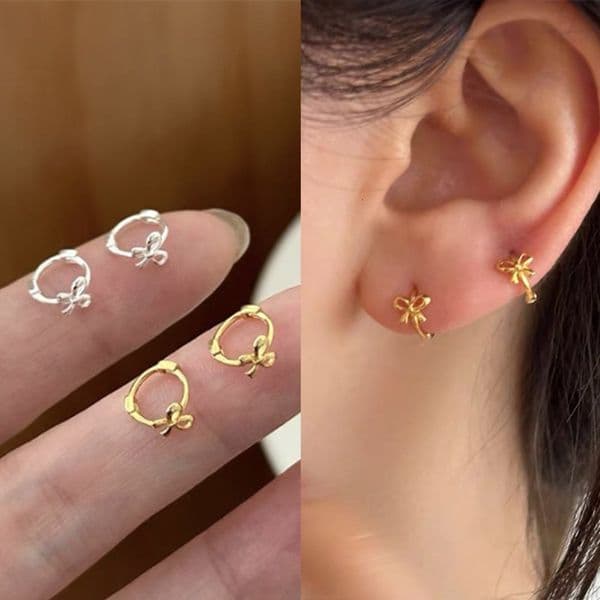 Exquisite Bow Mini Small Cute Niche Design High-end Earrings Versatile Light Luxury Ear Accessories