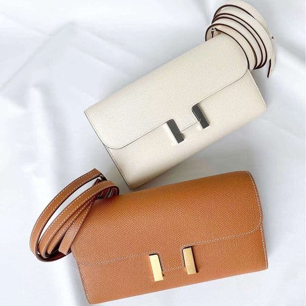 Womens mens Constance to go Wallet Designer Bag Long Luxury Silver buckle Classic Flap Cowhide Shoulder Crossbody Purse strap Orange Clutch envelope bag Top quality