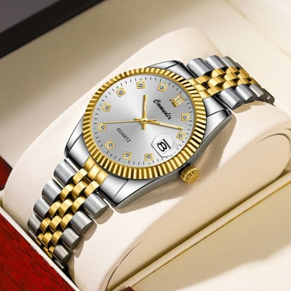Classic Roman Diamond Logo Couple Watch Daily Life Waterproof Luminous Scale Design Gold And Silver Dual Tone Dial Holiday Gift Luxury Watch