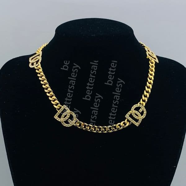 Brass Necklace Crystal Rhinestone Pearl Chains Designer Necklace for Woman Classic Pendant Luxury Designer Wedding Party