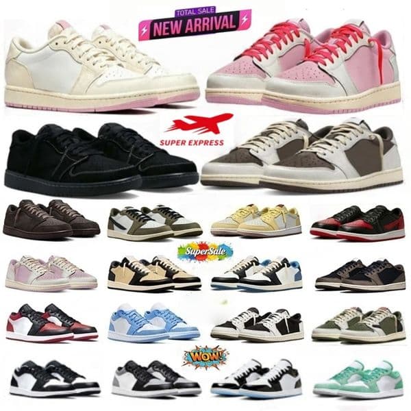Travis 1s 1 low basketball shoes travi scottt Sail Tropical Pink Shy Pink Reverse Mocha Black Phantom lows outdoor mens trainers designer sneakers