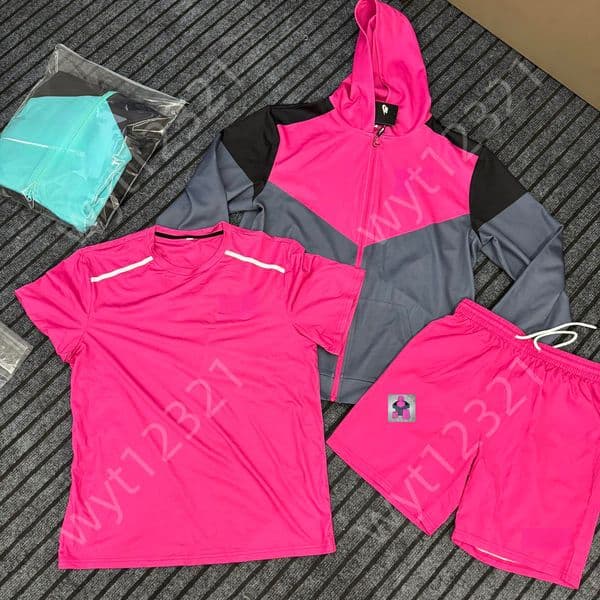 High quality monterex tracksuit kid tech 3-piece set Mens tracksuit sports fiess suits running shirts shorts quick dry sportswear gym t-shirt sweatpants Set DM