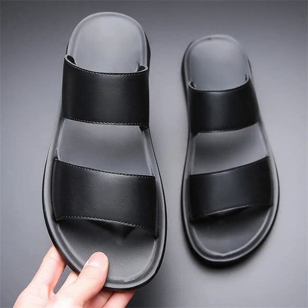 Summer Mens Slippers Fashion Leather Casual Slipper Outdoor Non Slip Flat Beach Sandals for Men er Male Shoes 260610