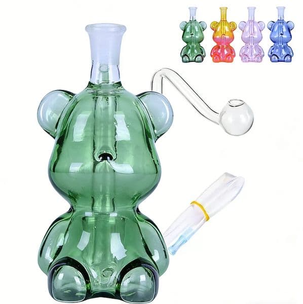 Wholesale Travel colorful cute animal Design Glass oil burner bong pipe Thick heady mini water bong hookah pipes for smoking with silicone hose and glass banger bowl