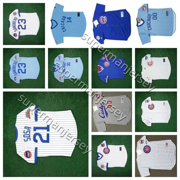 Chicagos Cubs Throwback baseball jersey Sammy Sosa 21 Greg Maddux Anthony Rizzo Mark Grace Ron Santo Kerry Wood Anthony Rizzo Andre Dawson Sandberg Ernie Banks cc