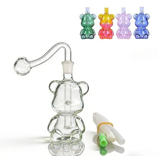 Wholesale Chea cute animal Design Glass oil burner bong pipe Thick heady mini water bong hookah pipes for smoking with silicone hose and glass banger bowl