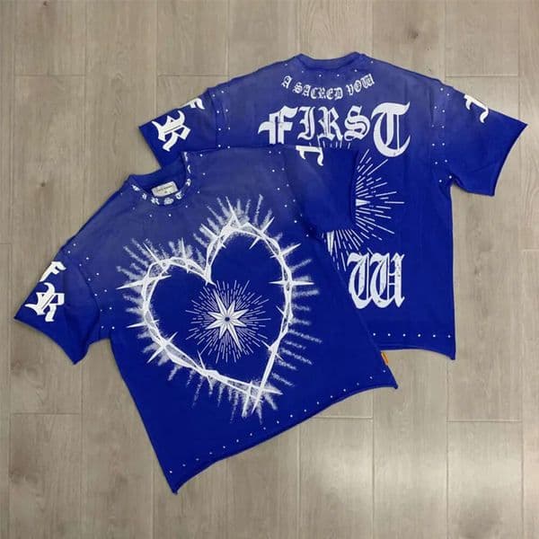 Designer T Shirt First Row Shirt Men's T-Shirt Designer Y2k T-Shirt Retro Washed Summer Letter Print Punk Harajuku Loose Men's And Women's Street Short-Sleeved 919