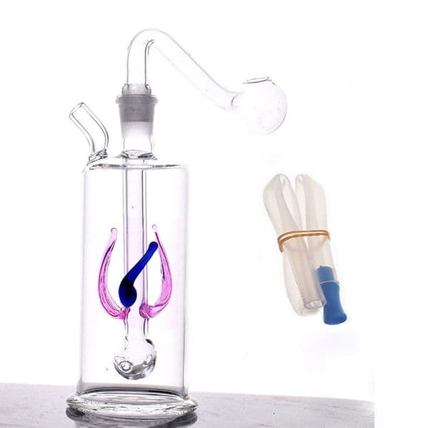 Wholesale Cheap Mini Travel Colorful 10mm female glass oil burner pipe Creative Water bong hooakh With smoking oil banger bowl and silicone hose