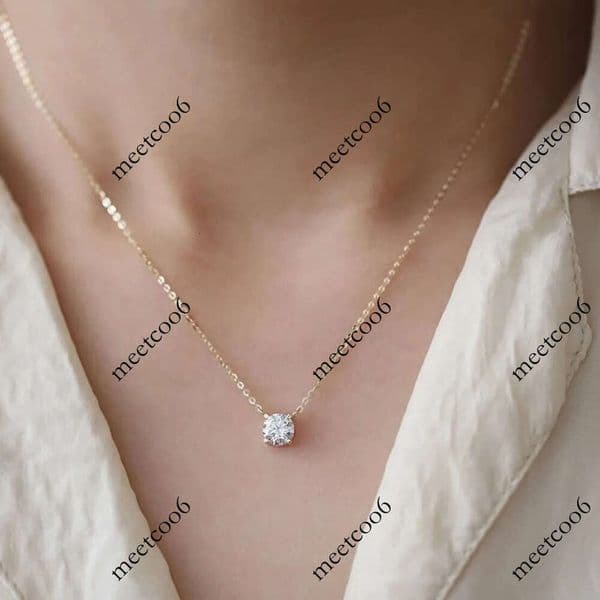 designer moissanite pendant gold diamond necklace Vintage 18K Gold Solitaire necklaces sterling silver jewelry 925 for womens