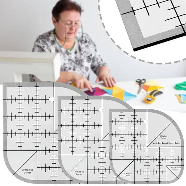 Non Slip Curved Corner Cutter Ruler Acrylic DIY Crafts Template Household Patchworks Tool Sewing Supplies ddmynov
