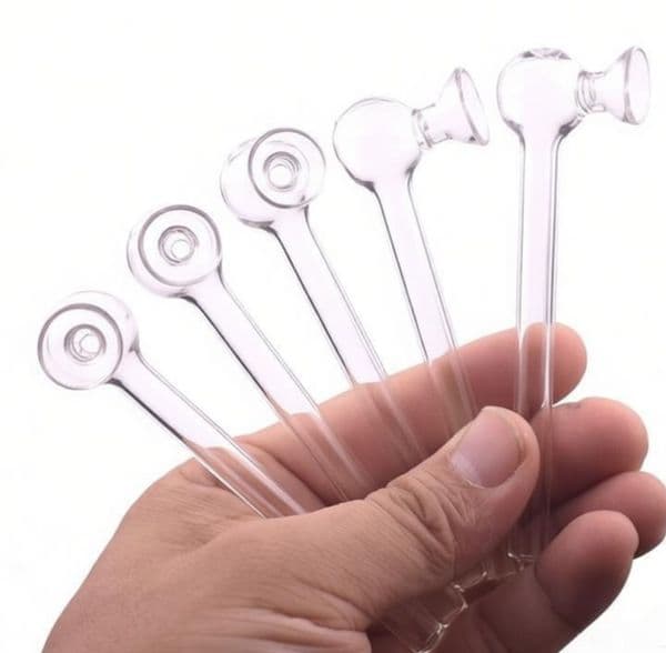 Cheap 4inch Handmade mini Glass pipe Oil Burner pipes Clear Straight Hand Tube Water pipe Smoking accessories