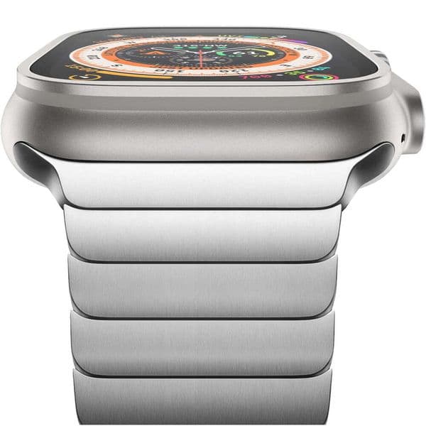 Compatible Apple Stainless Steel Titanium Color Metal Solid One Bamboo Knot Original Butterfly Clasp iWatch S9 Band