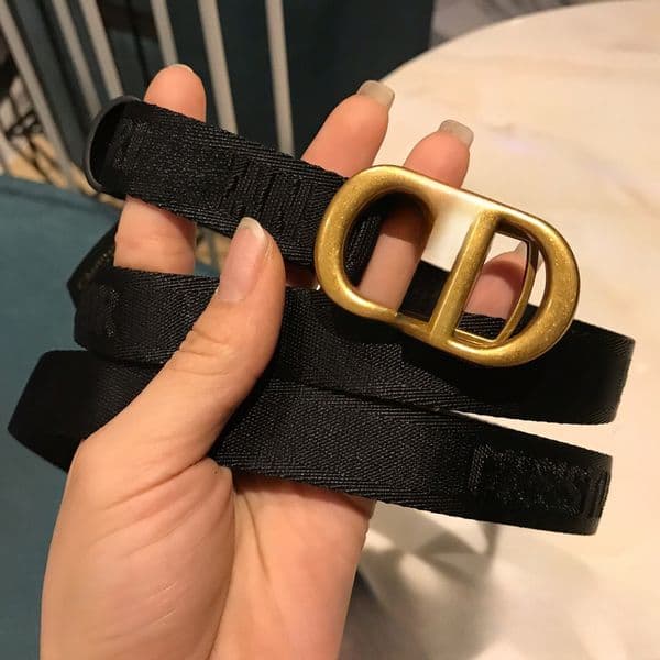 New Slim Nylon Canvas Belt Women, Designer Belt Internet Celebrity Style, CD Letter Small Waist Seal, Decorative for Coats and Dresses