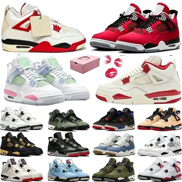 4 4s mens basketball shoes Black Cat White Cement Brick After Bred Reimagined denim Lakeshow Valentines Day men women trainers sports sneakers