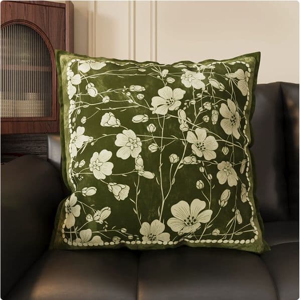 Green MCM Mid-Century Modern Throw Pillow, Vintage Retro Lumbar Cushion with Insert, Sofa Couch Bed Headboard Backrest Car Cushion Home Decor